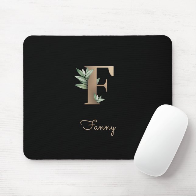 Eleganter Botanischer Monogramm-Brief F Mousepad (Mit Mouse)