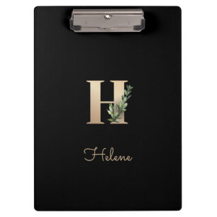 Eleganter Botanischer Monogramm-Brief H Klemmbrett