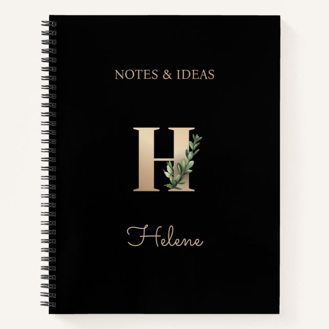Eleganter Botanischer Monogramm-Brief H Notizbuch (Vorderseite)