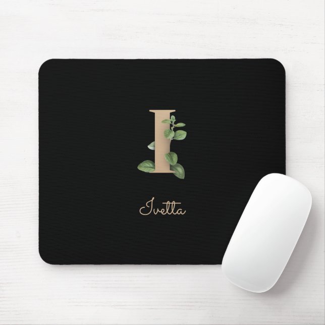 Eleganter Botanischer Monogramm-Brief I Mousepad (Mit Mouse)