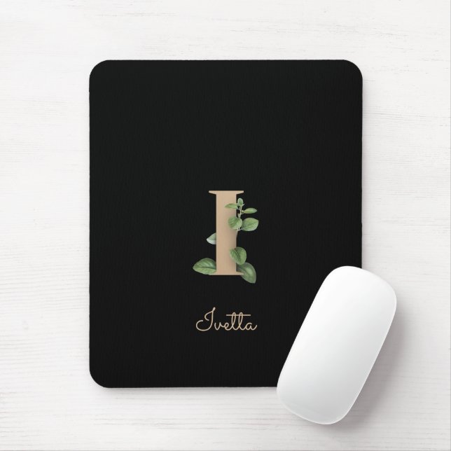 Eleganter Botanischer Monogramm-Brief I Mousepad (Mit Mouse)