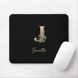 Eleganter Botanischer Monogramm-Brief J Mousepad