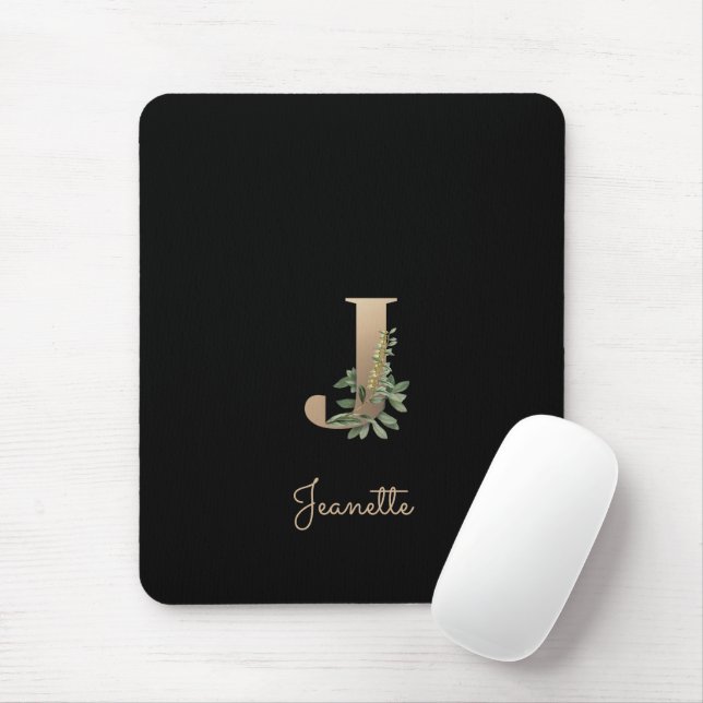 Eleganter Botanischer Monogramm-Brief J Mousepad (Mit Mouse)