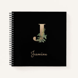 Eleganter Botanischer Monogramm-Brief J Notizbuch