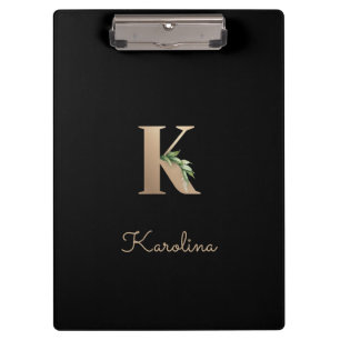 Eleganter Botanischer Monogramm-Brief K Klemmbrett