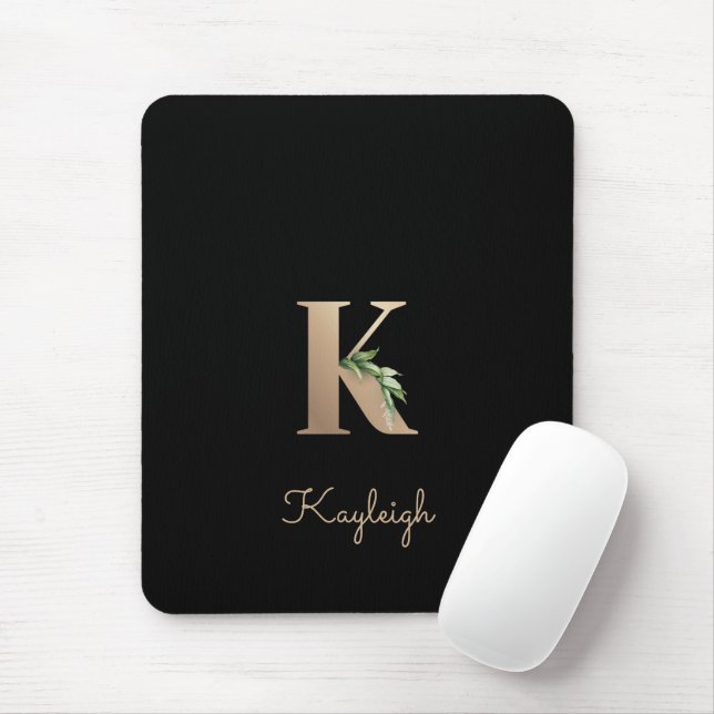 Eleganter Botanischer Monogramm-Brief K Mousepad (Mit Mouse)