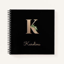 Eleganter Botanischer Monogramm-Brief K Notizbuch