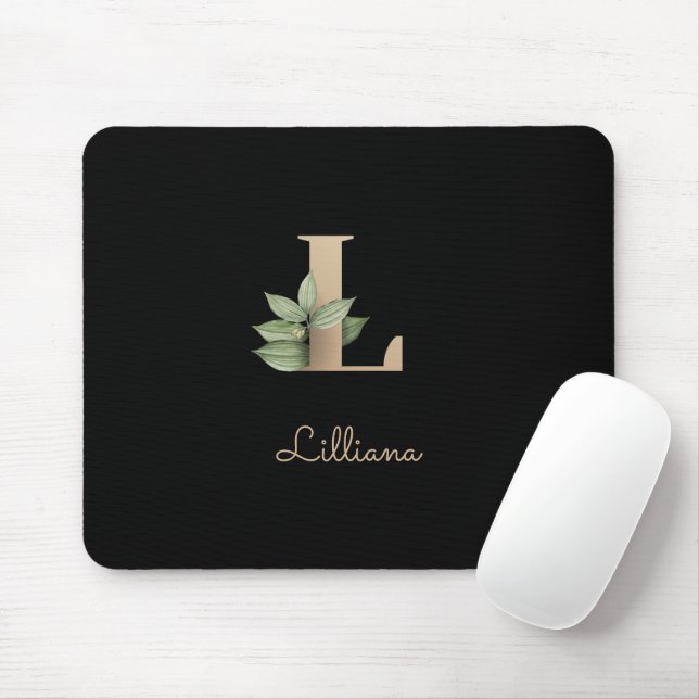 Eleganter Botanischer Monogramm-Brief L Mousepad (Mit Mouse)