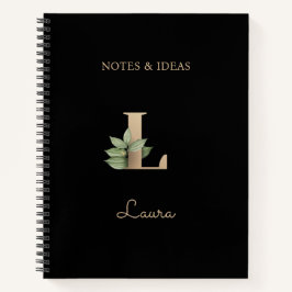 Eleganter Botanischer Monogramm-Brief L Notizbuch