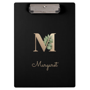 Eleganter Botanischer Monogramm-Brief M Klemmbrett