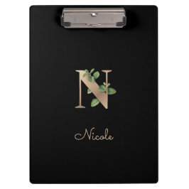 Eleganter Botanischer Monogramm-Brief N Klemmbrett