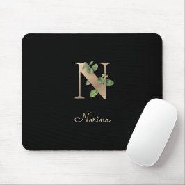 Eleganter Botanischer Monogramm-Brief N Mousepad