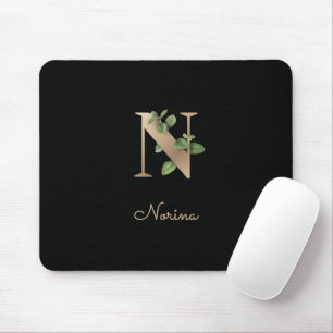 Eleganter Botanischer Monogramm-Brief N Mousepad