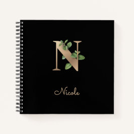 Eleganter Botanischer Monogramm-Brief N Notizbuch