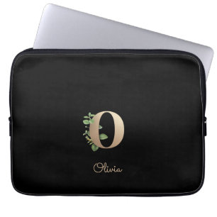 Eleganter Botanischer Monogramm-Brief oder Laptop- Laptopschutzhülle