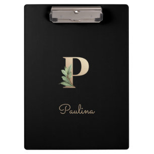 Eleganter Botanischer Monogramm-Brief P Klemmbrett