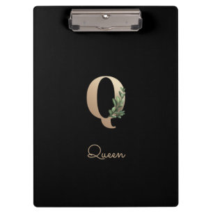 Eleganter Botanischer Monogramm-Brief Q Klemmbrett