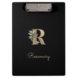Eleganter Botanischer Monogramm-Brief R Klemmbrett