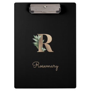 Eleganter Botanischer Monogramm-Brief R Klemmbrett