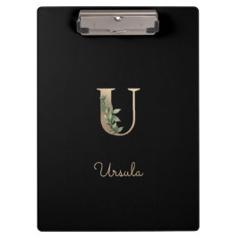 Eleganter Botanischer Monogramm-Brief U Klemmbrett