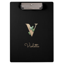 Eleganter Botanischer Monogramm-Brief V Klemmbrett