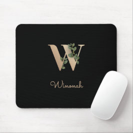 Eleganter Botanischer Monogramm-Brief W Mousepad