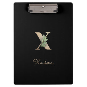 Eleganter Botanischer Monogramm-Brief X Klemmbrett