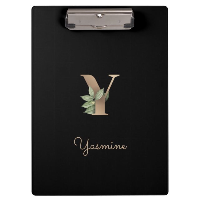 Eleganter Botanischer Monogramm-Brief Y Klemmbrett (Vorderseite)
