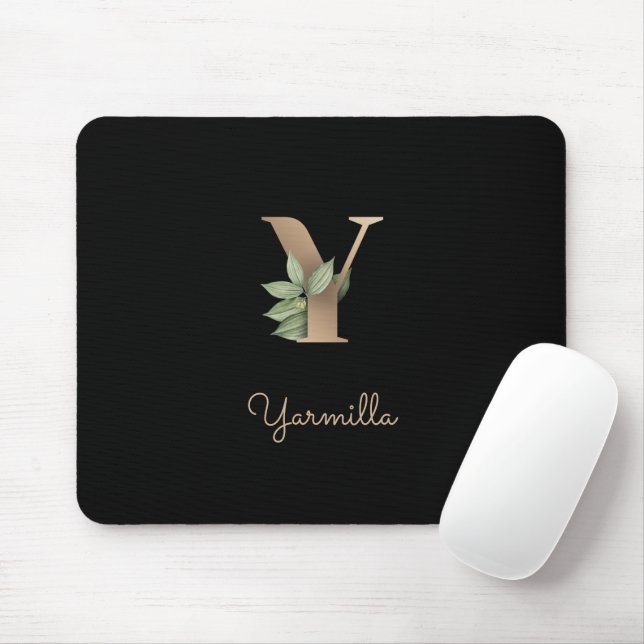 Eleganter Botanischer Monogramm-Brief Y Mousepad (Mit Mouse)
