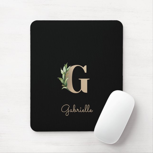 Eleganter Botanischer Monogramm-Buchstabe G Mousepad (Mit Mouse)