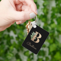 Eleganter Botanischer Monogramm-Gold-Letter-B-Schl