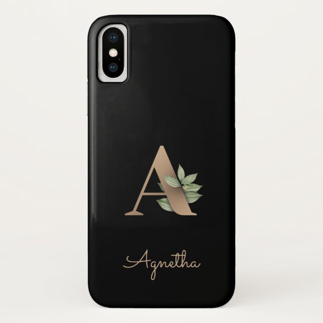 Eleganter Botanischer Monogramm-Goldbrief A Case-Mate iPhone Hülle (Rückseite)
