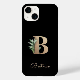 Eleganter Botanischer Monogramm-Goldbrief B Case-Mate iPhone 14 Hülle