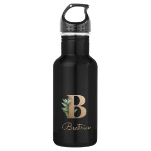 Eleganter Botanischer Monogramm-Goldbrief B Edelstahlflasche