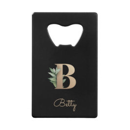 Eleganter Botanischer Monogramm-Goldbrief B Geldbeutel Flaschenöffner