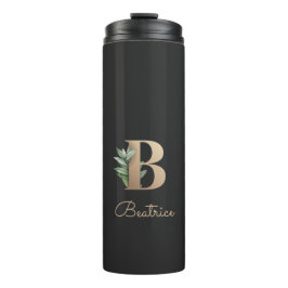 Eleganter Botanischer Monogramm-Goldbrief B Thermosbecher