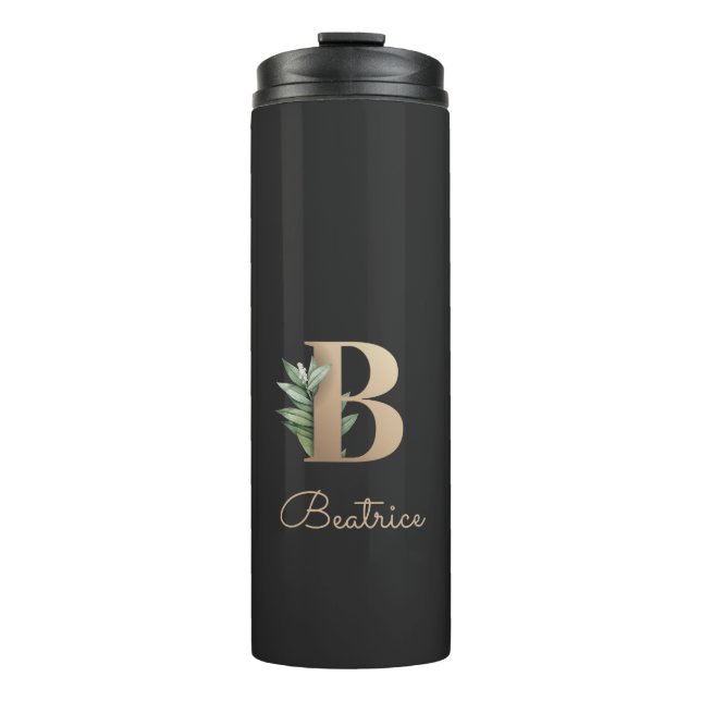 Eleganter Botanischer Monogramm-Goldbrief B Thermosbecher (Vorderseite)