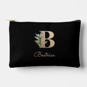 Eleganter Botanischer Monogramm-Goldbrief B Zubehörtasche