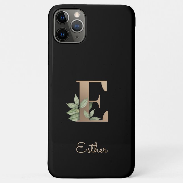 Eleganter Botanischer Monogramm-Goldbrief E Case-Mate iPhone Hülle (Rückseite)