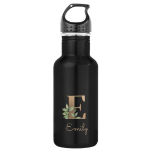Eleganter Botanischer Monogramm-Goldbrief E Edelstahlflasche