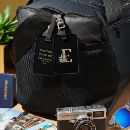 Eleganter Botanischer Monogramm-Goldbrief E Gepäckanhänger