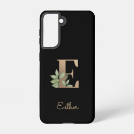 Eleganter Botanischer Monogramm-Goldbrief E Samsung Galaxy Hülle