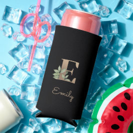 Eleganter Botanischer Monogramm-Goldbrief E Selters Dosenkühler