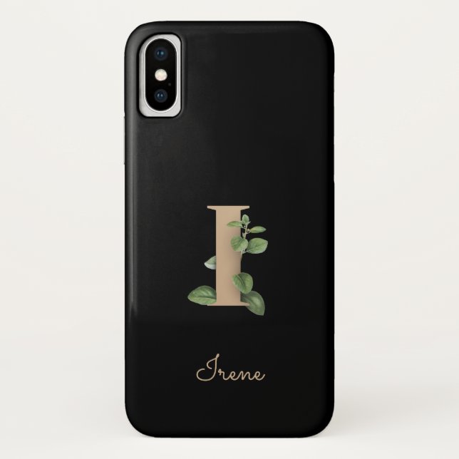 Eleganter Botanischer Monogramm-Goldbrief I Case-Mate iPhone Hülle (Rückseite)