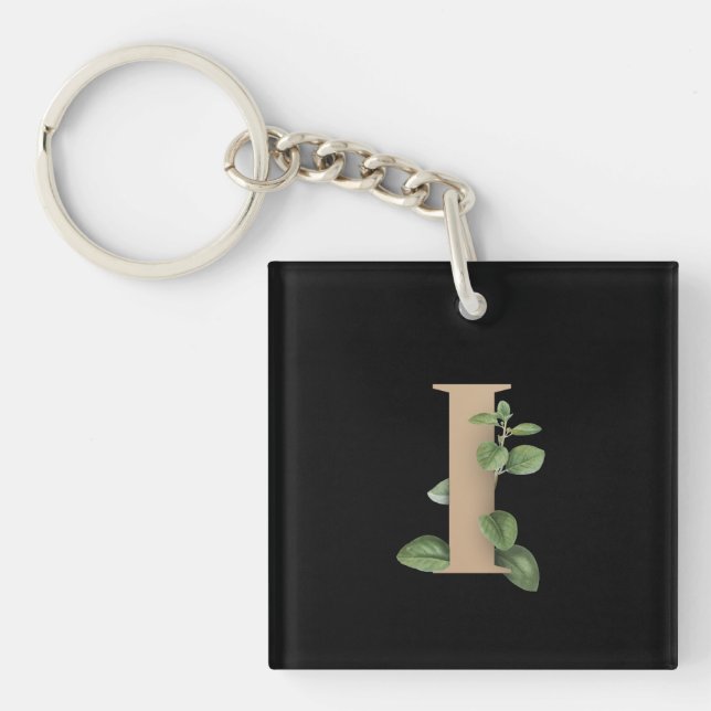 Eleganter Botanischer Monogramm-Goldbrief I Schlüsselanhänger (Vorderseite)