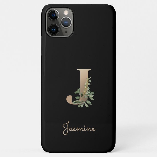 Eleganter Botanischer Monogramm-Goldbrief J Case-Mate iPhone Hülle (Rückseite)