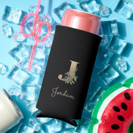 Eleganter Botanischer Monogramm-Goldbrief J Selters Dosenkühler