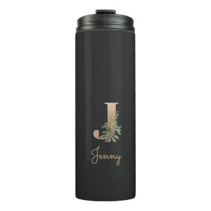 Eleganter Botanischer Monogramm-Goldbrief J Thermosbecher