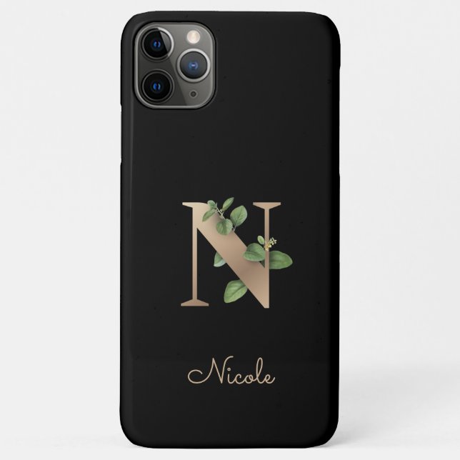 Eleganter Botanischer Monogramm-Goldbrief N Case-Mate iPhone Hülle (Rückseite)