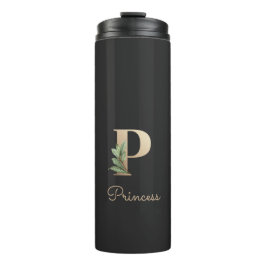 Eleganter Botanischer Monogramm-Goldbrief P Thermosbecher
